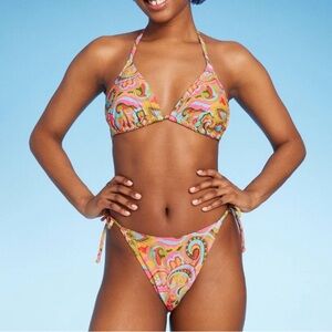 wild fable 2 Piece Bikini Orange Blue Green Pink Floral Size S/XS NWT